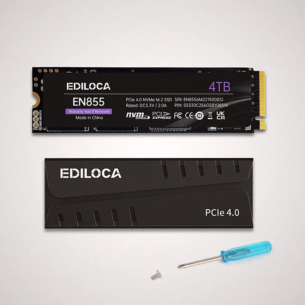 Ediloca 4TB PS5 SSD with Heatsink PCIe Gen4 NVMe M.2 Gaming SSD, 7400MB/s Rea...